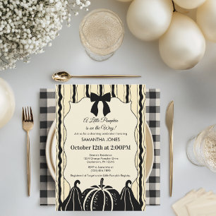 Invitation Élégant Baby shower Bow Stripes Citrouille Chic Fa
