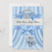 Invitation Elégant Baby shower Boy Blue Little Prince Crown (Devant)