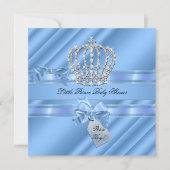 Invitation Elégant Baby shower Boy Blue Little Prince Crown (Devant)
