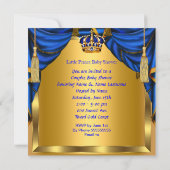 Invitation Elégant Baby shower Boy Prince Royal Blue Gold (Dos)