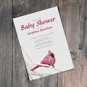 Invitation Élégant Baby shower cardinal de Noël Oiseau modern
