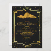 Invitation Élégant Baby shower céleste d'or noir (Devant)