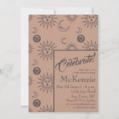 Invitation Élégant Baby shower céleste du soleil et de la lun (Devant)