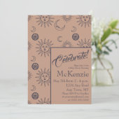 Invitation Élégant Baby shower céleste du soleil et de la lun (Debout devant)