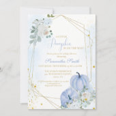Invitation Elégant Baby shower Citrouille Blue Little (Devant)