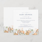 Invitation Elégant Baby shower Citrouille d'aquarelle d'autom (Devant / Derrière)