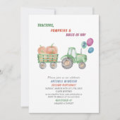Invitation Elégant Baby shower Citrouille des tracteurs aquar (Devant)
