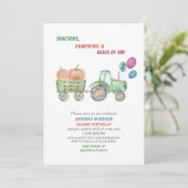 Invitation Elégant Baby shower Citrouille des tracteurs aquar (Debout devant)