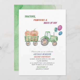 Invitation Elégant Baby shower Citrouille des tracteurs aquar