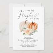 Invitation Elégant Baby shower Citrouille Floral Aquarelle (Devant)