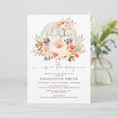 Invitation Élégant Baby shower Citrouille Pastel Automne Fleu (Debout devant)