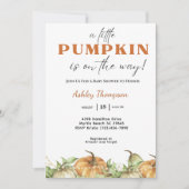 Invitation Élégant Baby shower Citrouille rose automne (Devant)