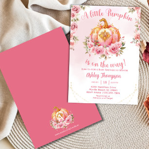 Invitation Élégant Baby shower Citrouille rose automne