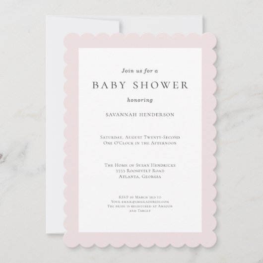 Invitation Élégant Baby shower classique rose (Devant)