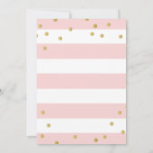 Invitation Elégant Baby shower Confetti Gold Pink Stripes (Dos)