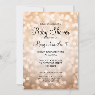 Invitation Elegant Baby Shower Copper Glitter Lights