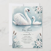 Invitation Elégant Baby shower cygnet et cygnet (Devant)