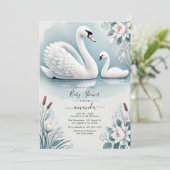 Invitation Elégant Baby shower cygnet et cygnet (Debout devant)