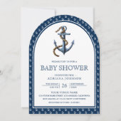 Invitation Elégant Baby shower d'Ancre bleu marine (Devant)