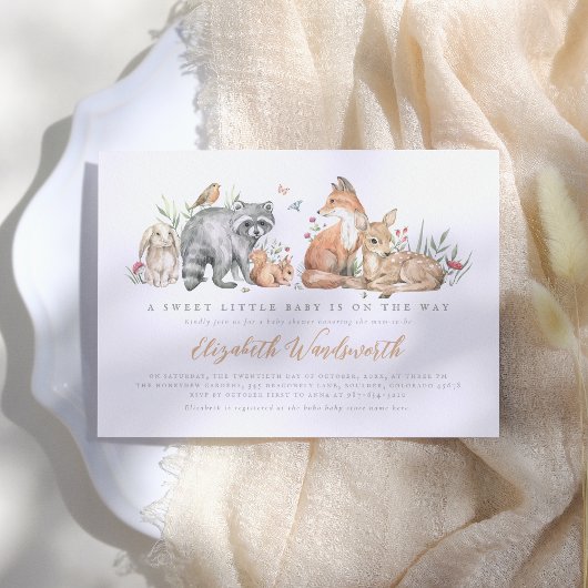 Invitation Élégant Baby shower d'animaux forestiers