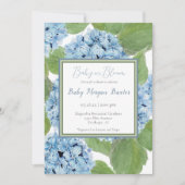 Invitation Elégant Baby shower d'aquarelle bleu Hydrangea (Devant)