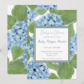 Invitation Elégant Baby shower d'aquarelle bleu Hydrangea (Devant / Derrière)