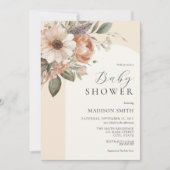 Invitation Elégant Baby shower d'aquarelle Floral Boho (Devant)