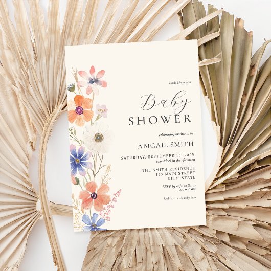 Invitation Elégant Baby shower d'aquarelle Floral Boho