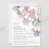 Invitation Elégant Baby shower d'aquarelle florale Iris (Devant)