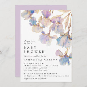 Invitation Elégant Baby shower d'aquarelle florale Iris