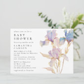 Invitation Elégant Baby shower d'aquarelle florale Iris (Debout devant)