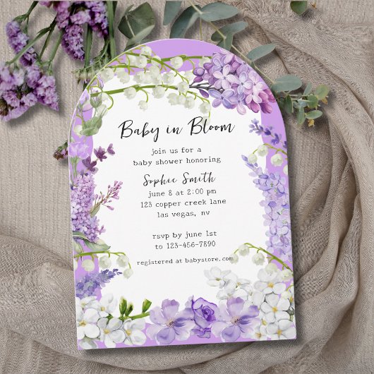 Invitation Elégant Baby shower d'aquarelle Lilac Florals