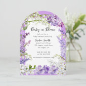 Invitation Elégant Baby shower d'aquarelle Lilac Florals (Debout devant)
