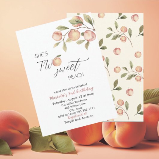 Invitation Elégant Baby shower d'aquarelle Little Peach