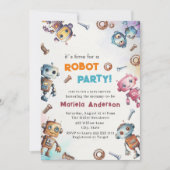 Invitation Elégant Baby shower d'aquarelle Little Robots (Devant)