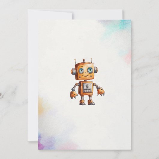 Invitation Elégant Baby shower d'aquarelle Little Robots (Dos)