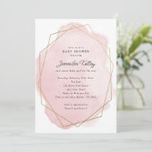 Invitation Elégant Baby shower d'aquarelle rose (Debout devant)