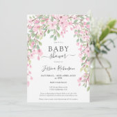 Invitation Elégant baby shower d'aquarelle rose-vert (Debout devant)