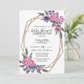 Invitation Elégant Baby shower d'aquarelle rose violet (Debout devant)