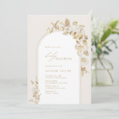 Invitation Elégant Baby shower d'Arche Botanique Florale Or (Debout devant)