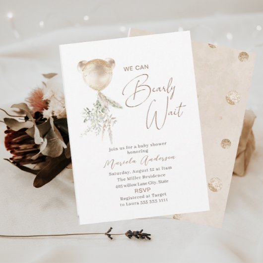 Invitation Élégant Baby shower d'attente d'ours moderne