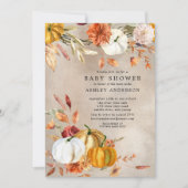 Invitation Élégant Baby shower d'automne fleuri (Devant)