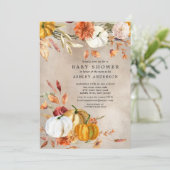 Invitation Élégant Baby shower d'automne fleuri (Debout devant)
