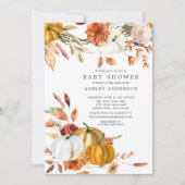 Invitation Élégant Baby shower d'automne fleuri (Devant)