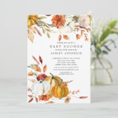 Invitation Élégant Baby shower d'automne fleuri (Debout devant)