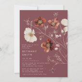 Invitation Élégant Baby shower d'automne floral mauve (Devant)