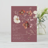 Invitation Élégant Baby shower d'automne floral mauve (Debout devant)