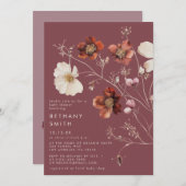 Invitation Élégant Baby shower d'automne floral mauve (Devant / Derrière)