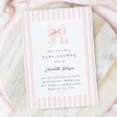 Invitation Elégant Baby shower de Baby shower à rayures roses