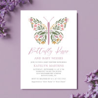Élégant Baby shower de baisers à papillon floral